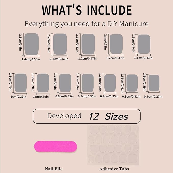 Medium Square Press on Nails Nude Fake Nails with Glossy Designs Full Cover Stick on Nails Gradient Nude Pink Coffin False Nails Acrylic Salon Manicure Reusable Glue on Nails for Women 24pcs
