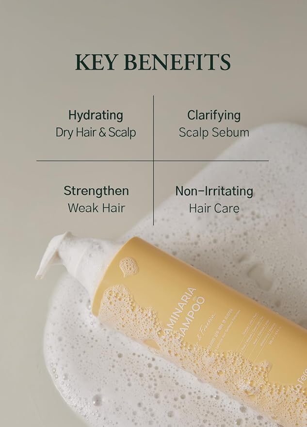 laferme Laminaria Shampoo with Organic Ingredient, Korean Clarifying Shampoo, Hydrating for Dry Hair, Strengthening for Weak Hair, Sulfate & Paraben-Free, for Women & Men,16.9 FL. OZ, Pear & Freesia