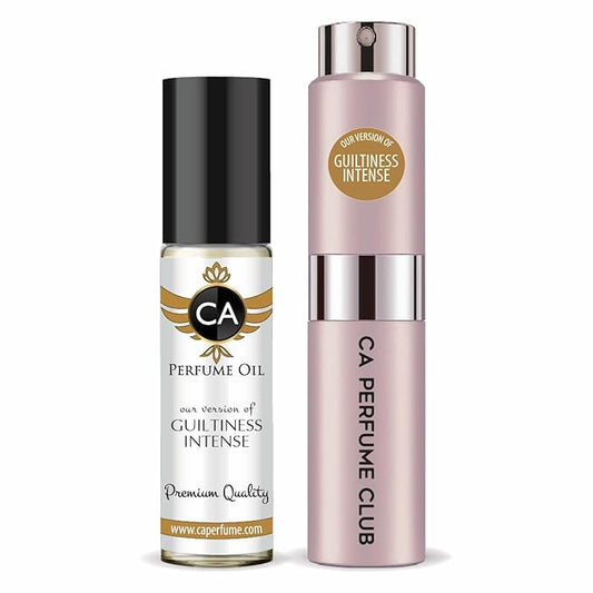 CA Perfume Duo Impression of Guiltiness Intense For Women Perfume Layering Set Long Lasting Travel Size EDP + Body Oil Roll-On Bottle 0.27 Fl Oz+0.33 Fl Oz