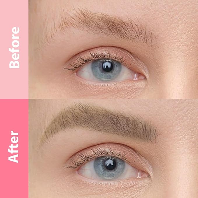 evpct 2Pcs Light Brown Magic Microblading Dual-Ended Eyebrow Contouring Pen Brow Pencil, with 4 Brush Micro-Fork-Tips Applicator and Precise Brush-Tip Hair Like Strokes, Dual-ended Eyebrow Brush