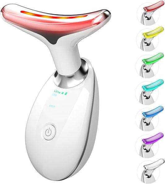 Facial Massager, Red-Light-Therapy-for-Face and Neck, Red Light Therapy Wand, 7 Color Led Face Neck Sculpting Tool for Skin Care