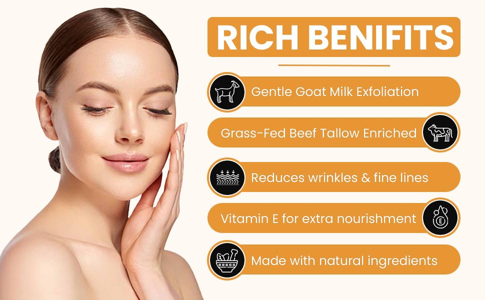 Grass Fed Beef Tallow & Goat Milk Body Lotion for Sensitive Skin, Organic Tallow Lotion - Soothes Dry Patches, dry skin, Eczema-Goat Milk Moisturizer - Handmade Tallow Body Lotion (UNSCENTED, 12 Oz)