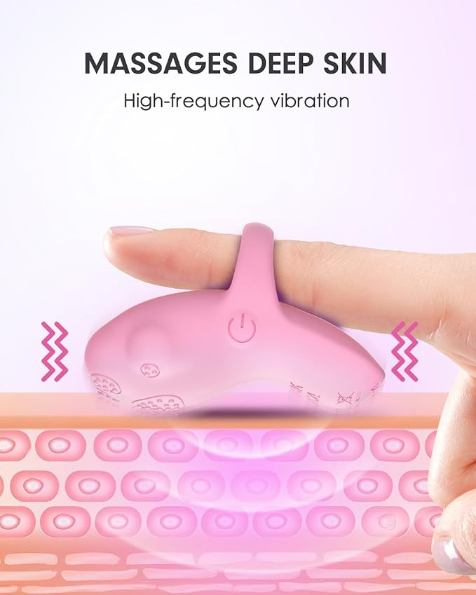 Portable Mini Facial Massage Ball, Waterproof Rechargeable Powerful Multifunctional Eye Face Finger Massager (Pink)