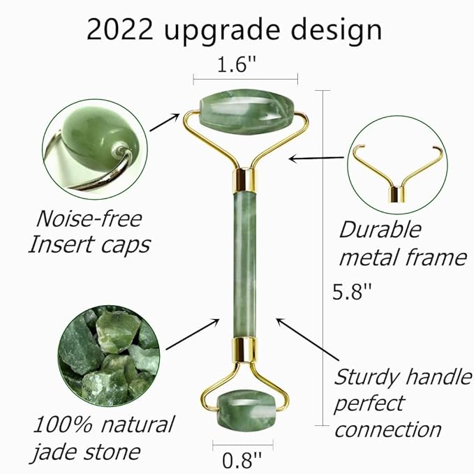 Ysrisny Gua Sha Facial Tools Jade Roller for Face - Facial Massage Tool for Anti Aging Wrinkles and Skin Rejuvenate -100% Natural Jade Stone for Face Eyes (Jade Roller+GUA SHA)