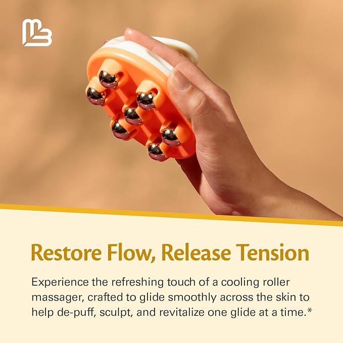 Lymphatic Drainage Massager with Cooling Steel Rollers for Body Sculpting, Cellulite & Sore Muscles, Grip-Friendly Massager with Ergonomic Design for Arms, Thighs, Glutes and Stomach by M3 Naturals