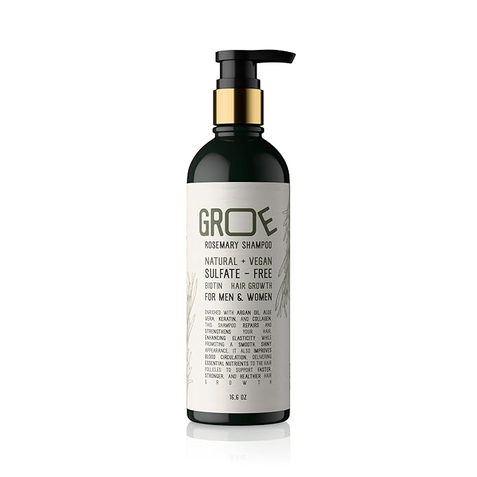 GROE ROSEMARY Anti-Thinning Biotin Hair Growth Shampoo (16.6oz) Natural & Vegan, Sulfate-Free, CLINICALLY TESTED Effective Results, Women & Men