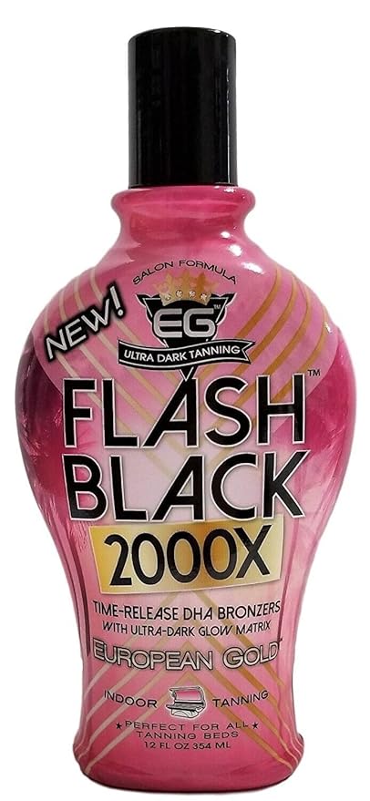 European Gold Flash Black 2000X Indoor Tanning Lotion with Time-Release DHA Bronzers, 12 Ounce