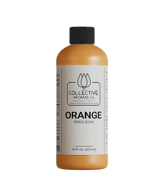 Orange Emulsion for Baking - Natural Flavoring Blend for Cookies, Cakes, Ice Cream, Smoothies, Beverages & More - 16 fl oz Kosher, Pure Orange Emulsion by Collective Aromas Co.