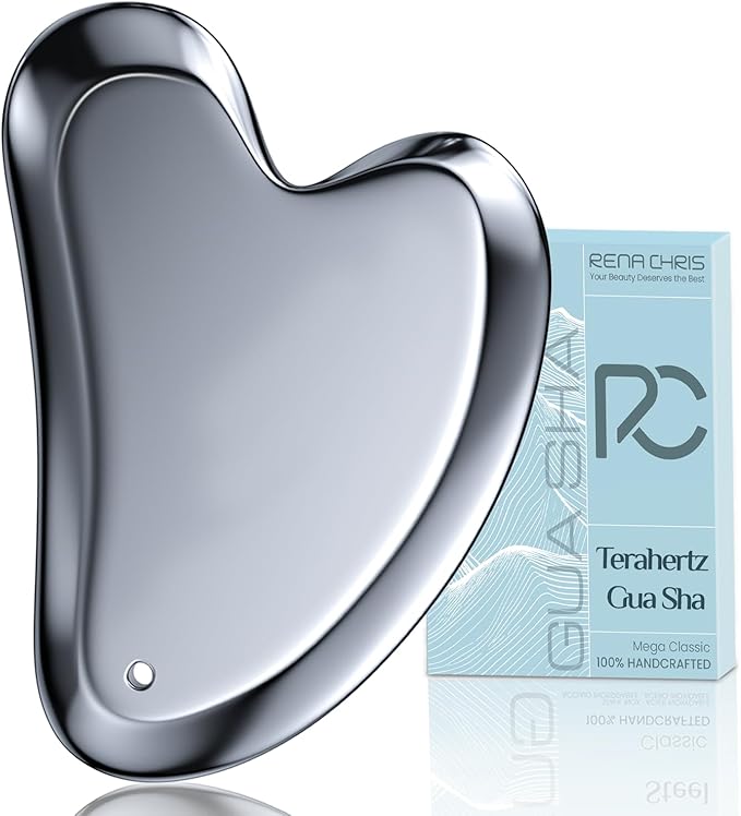 Rena Chris Terahertz Gua Sha Facial Tools, Large Guasha Tool for Puffiness Reducing, Jawline Sculpting – Stone Gua Sha for Double Chin, Smile Lines, Facial Puffiness & Pain Relief, Skin Care Massager