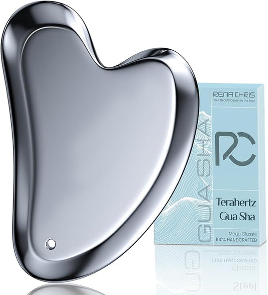 Rena Chris Terahertz Gua Sha Facial Tools, Large Guasha Tool for Puffiness Reducing, Jawline Sculpting – Stone Gua Sha for Double Chin, Smile Lines, Facial Puffiness & Pain Relief, Skin Care Massager