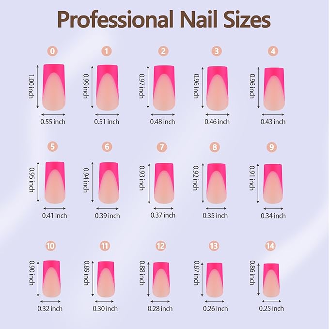 Misssix French Gel Nail Tips, 150Pcs Pink French Tip Press on Nails Long Square, No Need to File Tips Pre-lasting, Fake Nails for Nail Art DIY 15 Sizes