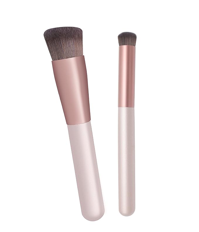 Foundation & Concealer Brush - Kabuki & Contour Makeup Brush - Portable, Wipes Foundation, Blush, Highlighter & Eye Shadow