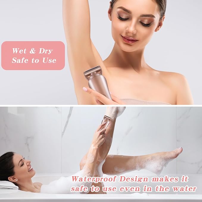 Electric Shaver for Women Bikini Trimmer Facial Hair Removal LED Display Womens Razors for Shaving IPX7 Waterproof Pubic Body Hair Trimmer