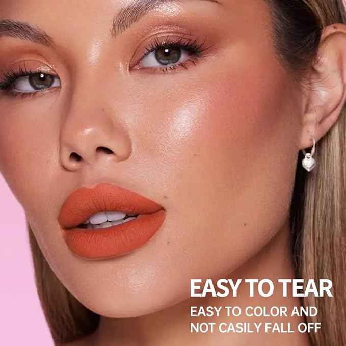 2-In-1 Peel Off Lip Stain Matte Finish Lip Liner Tattoo Peel-off Lip Tint, Long Lasting All Day Lip Masque Waterproof Smudge-proof Transfer-proof Lightweight Smoothing,2#Coral