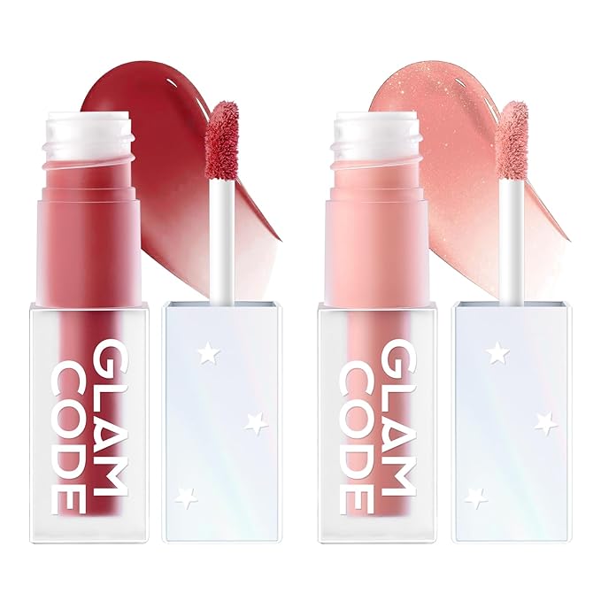 GLAM CODE Liquid Blush for Cheeks Duo - Hydrating Cream Blush for Daily - Blendable & Buildable Cheek Tint for Sensitive Skin - Lightweight, Skincare Infused Dewy Cheek Finish for All Skin Types - #04