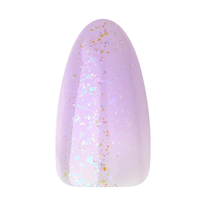KISS Gel Fantasy, Press-On Nails, Nail glue included, 'One Day Jelly', Light Purple, Medium Size, Almond Shape, Includes 28 Nails, 2G Glue, 1 Manicure Stick, 1 Mini File
