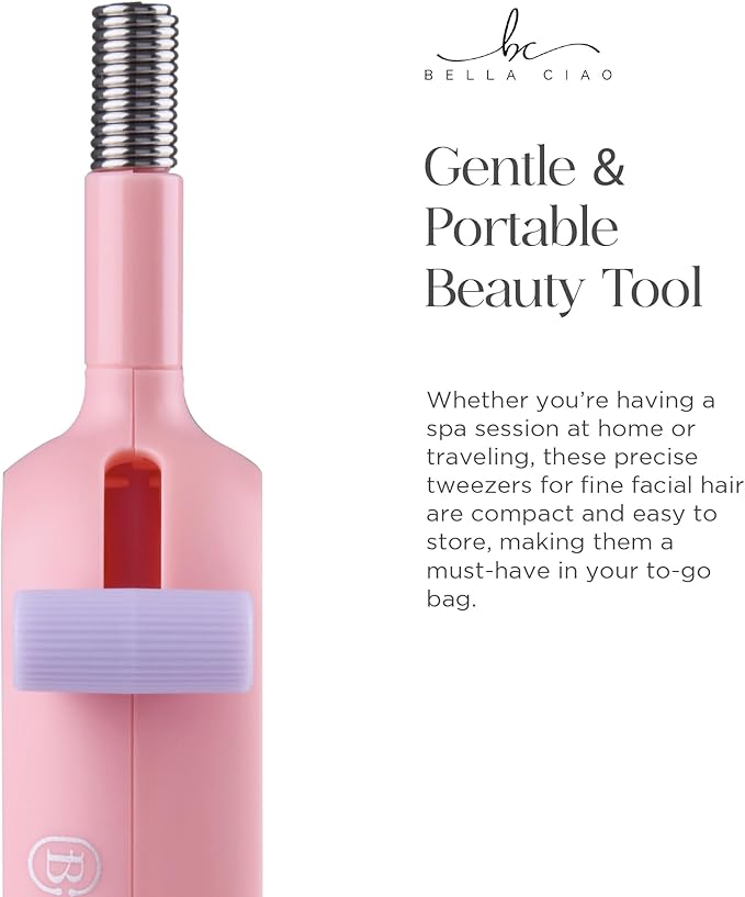Bella Ciao Gentle Precision Facial Coil Tweezer, Facial Hair Remover for Women and Men, Hair-Removal Tool for Chin, Face, Upper Lip, and Body, Pink