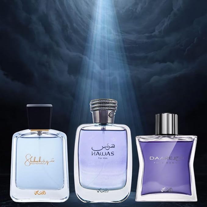 RASASI Arabian Perfume for Men Hawas, Daarej Eau De Parfum Men 100ML(3.4 OZ) Shuhrah 90ML | Long-Lasting perfumes, Elevate Your Aura With These Masculine Scents. (Bundle)
