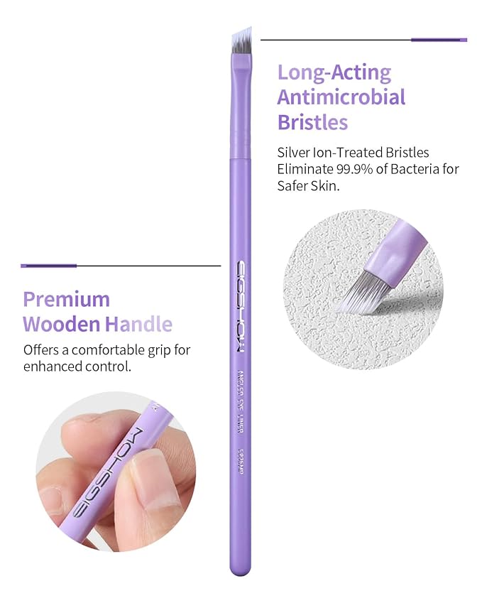Eyeliner Brush Fine Angled - EIGSHOW PRO Precision Gel Liner Brush with Silver Ion Bristles - Ultra Thin - Vegan & Cruelty-Free (E835MP)