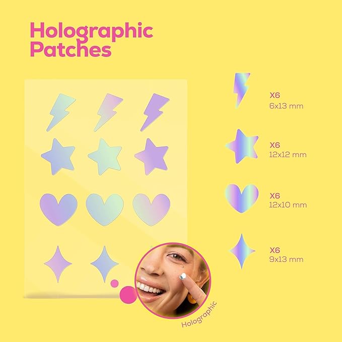 Hanhoo Cosmic Blemish Patch, 48 Count Holographic Pimple Patches, Multi-shaped Zit Stickers, Reduces Size of Blemishes, Acne Spot Treatment, Gentle Blemish Care, Korean Skincare 2 Pack
