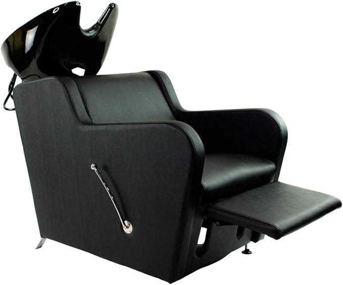 Stanley Shampoo Backwash Unit w/Shampoo Bowl, Sink & Faucet for Beauty Spa Barber Shop, Professional Hair Salon Equipment, Black