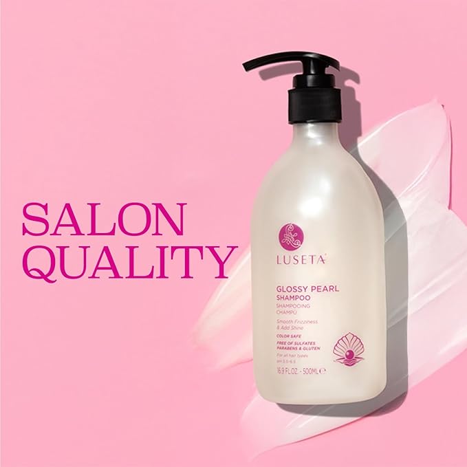 Luseta Glossy Pearl Shampoo for Smoothing and Nourishing Frizzy, Moisturizing Shampoo with Pearl Extract, Awakening shine for Dull hair 16.9 fl.oz.