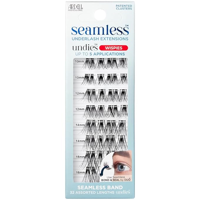 Ardell Seamless Extensions Refill Kit, Wispies, 32 Assorted Lengths, Customizable DIY Underlash Clusters for Natural Volume & Length, Knotless Design