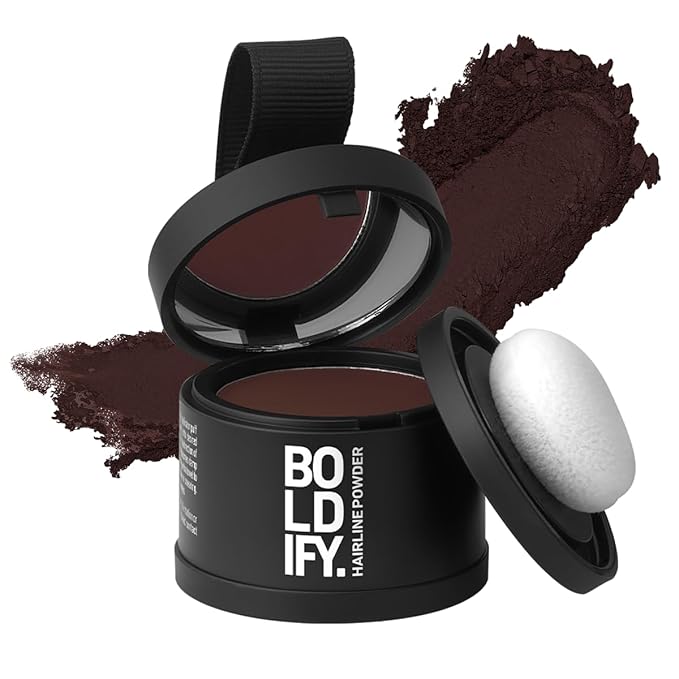 BOLDIFY Hairline Powder - Root Touch Up Hair Color for Gray Coverage - Bald Spot Concealing Hair Powder for Women & Men - 24-Hour Stain-Proof - Dark Auburn
