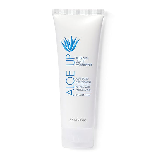 ALOE UP Spa Collection After Sun Light Moisturizer - Organic Hydrating After Sun Lotion With Aloe Vera Gel and Vitamin E - Reef Friendly - Mineral Oil Free - Peach-Apricot Fragrance - 4 Oz