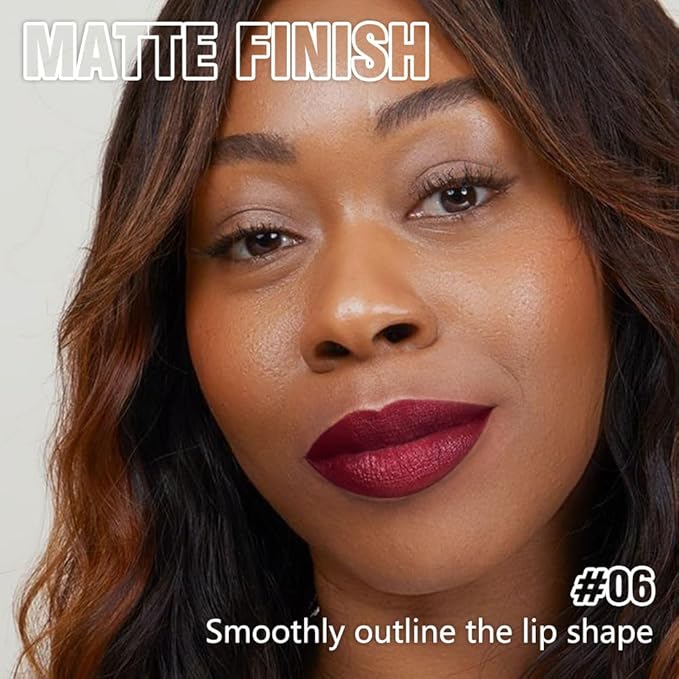 Cherry Red Matte Lipstick Crayon for Women, 24 Hour Lipstick Lip Liner Pencil Long Lasting Waterproof Smudge Proof, Vegan & Cruelty-Free, Neutral lip liner marker Easy Application Full Coverage B06#