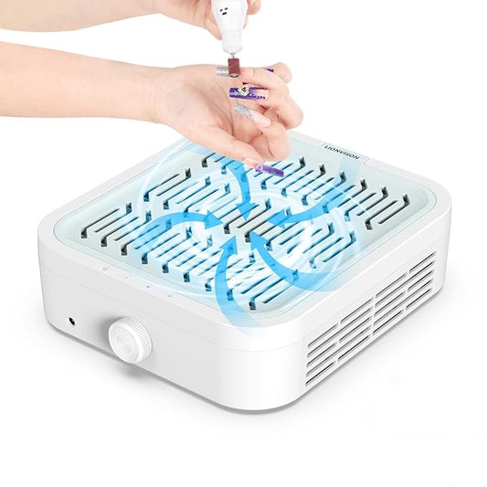 LIONVISON Nail Dust Collector For Salons: Manicure Pedicure Tool for Beginners DIY Nail Tech - Reusable Filter Fan Dust Suction Machine For Home