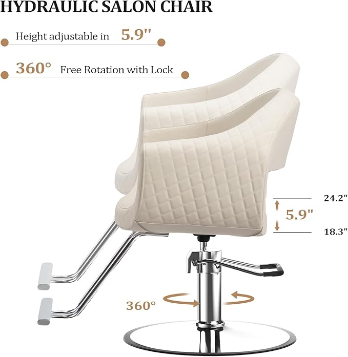 OmySalon Barber Chairs for Barbershop Styling Chair, Salon Chair for Hair Stylist, Heavy Duty Hydraulic Pump, 360°Swivel with Footrest, Hairdressing Home Beauty Spa Equipment