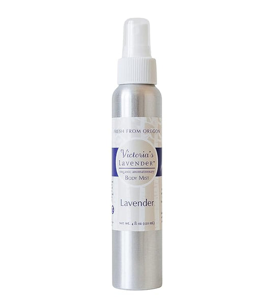 Victoria's Lavender Aromatherapy Body Mist Spray - After Sun Solar Recovery Spray with Aloe Vera plus Lavender Essential Oil - Hydrating, Moisturizing Aloe Vera Mist, Made in the USA, 4 oz (120 ml)