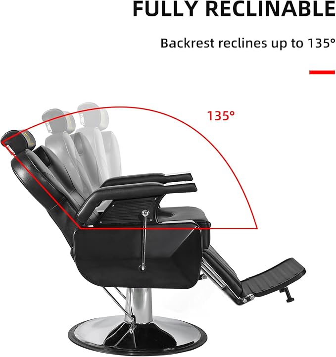 Salon Chair Barber Chair Hydraulic Styling Chair for Hair Salon 360 Degrees Rolling Swivel Barber Chairs Hydraulic Hair Chair All Purpose Beauty Spa Equipment - Silver