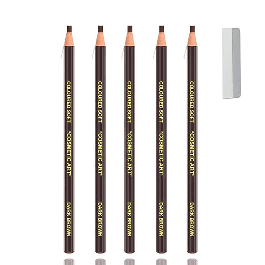 AWCCXMYM 5 Pcs Dark Brown Eyebrow Pencils for Women with Sharpener Waterproof and Sweat-Proof Eyebrow Pen Long-Lasting Eyeliner Pencil Create a Natural Eye Brow Makeup