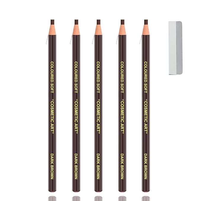 AWCCXMYM 5 Pcs Dark Brown Eyebrow Pencils for Women with Sharpener Waterproof and Sweat-Proof Eyebrow Pen Long-Lasting Eyeliner Pencil Create a Natural Eye Brow Makeup