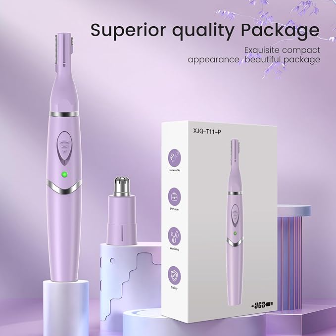 Ear and Nose Hair Trimmer for Women, 2025 Professional Painless 2 in 1 USB Rechargeable Eyebrow & Facial Hair Trimmer, Precision Tool with Powerful Motor and Dual-Edge Blades, IPX7 Waterproof