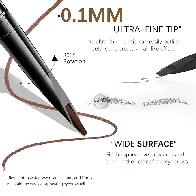 Browcharm Microblading Eyebrow Pencil for Women,0.1mm Ultra-Fine Mechanical Pencil,Makeup Brow Definer Waterproof,Draws Tiny Brow Hairs and Fills in Sparse Areas and Gaps (01 Black)