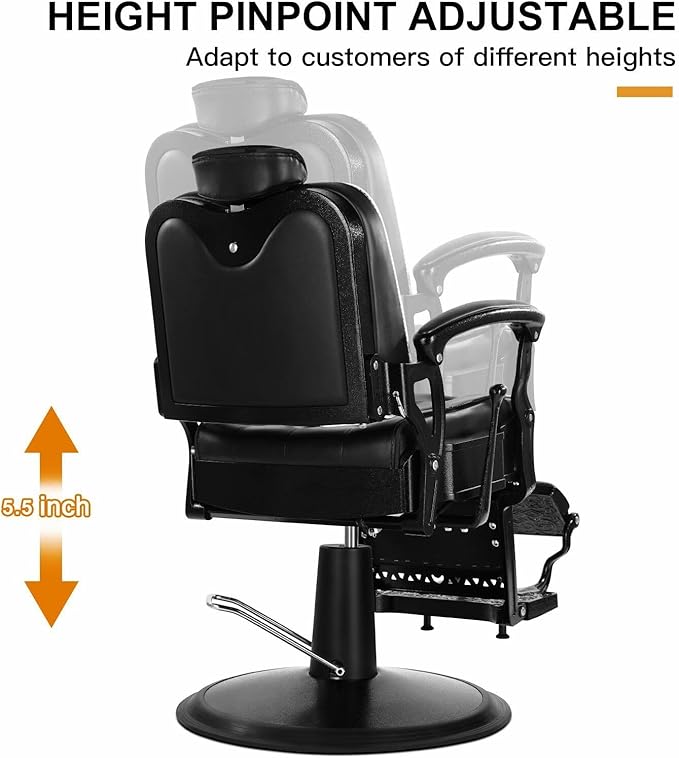 Artist hand Barber Chair All Purpose Hydraulic Recline Salon Chair Beauty Spa Vintage Barber Chair Heavy Duty Chair(Black)