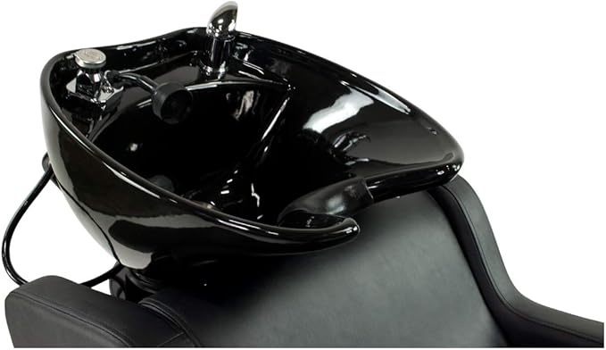 Stanley Shampoo Backwash Unit w/Shampoo Bowl, Sink & Faucet for Beauty Spa Barber Shop, Professional Hair Salon Equipment, Black