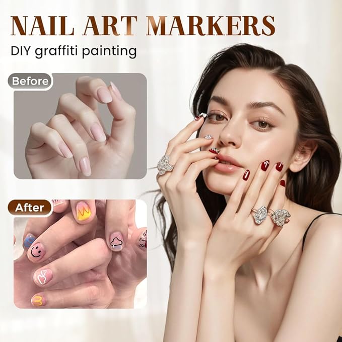 12 Color Nail Art Pens, 2026 New 0.5 MM Nail Polish Pens Set Drawing Painting Point Liner Acrylic Painted Pen Kit, Waterproof and Quick-drying Nail for DIY Nails Art Design ((3 set) 12 Color)