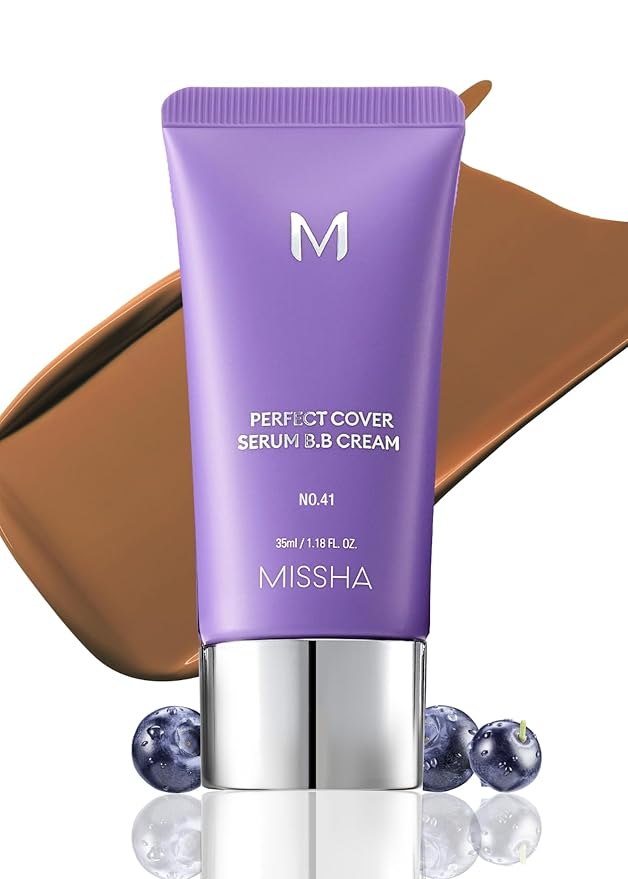 MISSHA M PERFECT COVER SERUM BB CREAM No.41 Medium Tan- Tan/Deep with Warm Undertone, BB Cream by Cardi B Pick, Skin Tint, Tinted Moisturizer, Skin Care Foundation Makeup, Korean Makeup,1.18 Fl oz