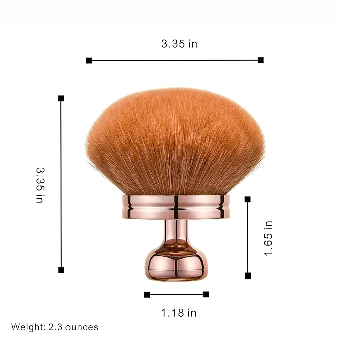 2-Piece Luxury Kabuki Brush Set for Body & Face - Extra Large Fluffy Makeup Brush for Self Tanner, Foundation & Loose Powder, Back Lotion Applicator, Super Soft Bristles (Rose Gold with Gift Box)