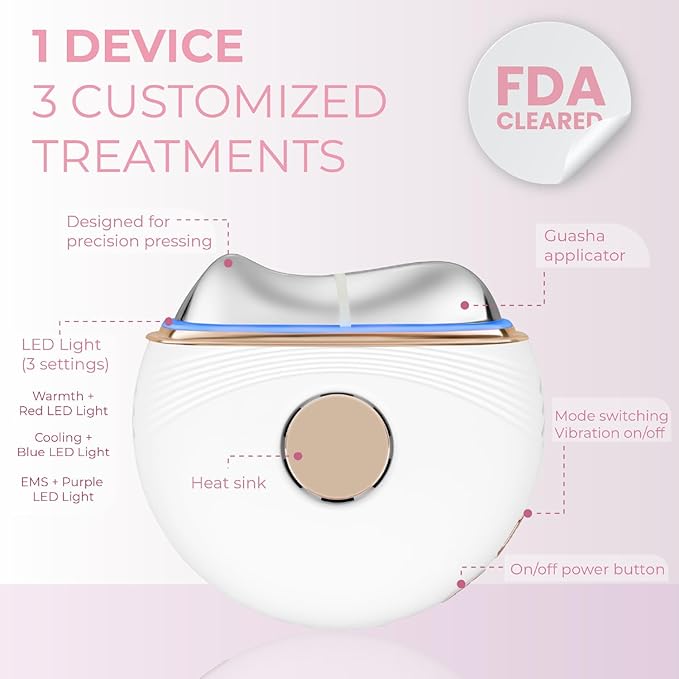 RIKI LOVES RIKI Riki Sculptress Electric Gua Sha Facial Tools - 6 in 1 Hot & Cold Face Sculpting Tool - & Vibration & Red/Blue/Purple LED Massager for Anti-Aging & Wrinkles, Puffiness, Double Chin