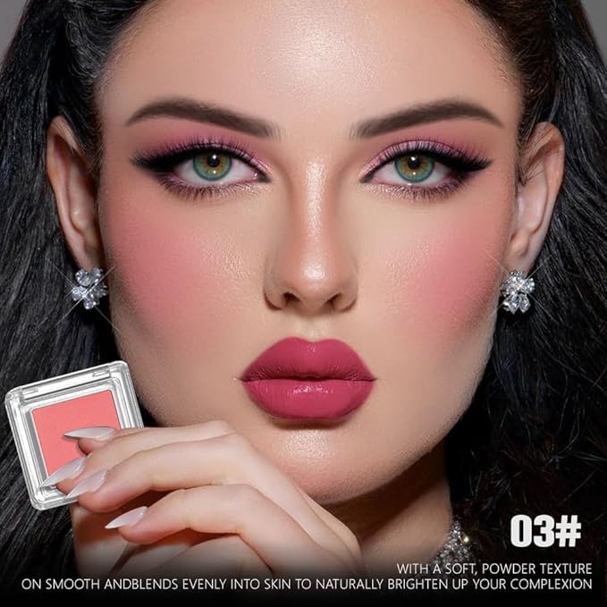 Blush for Cheeks Professional Makeup Palette, Comes with 4 Separate Powder Palette,Blendable and Fade-Resistant for Eyes,Lips & Cheeks Long-Wear Matte Finish,Color-Coral Nude Pink Red Comes with Brush