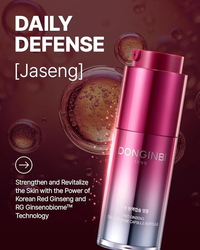 Donginbi Ginseng Daily Defense Capsule Ampoule - Improved Skin Environment, Korean Ginseng Skin Care,1.01 floz / 30 ml