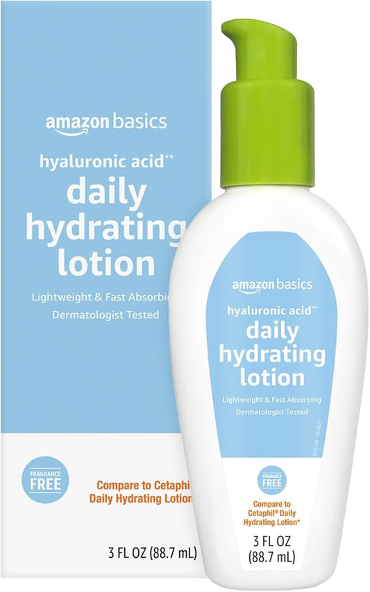 Amazon Basics Hyaluronic Acid Face Lotion, Hydrating, 3 Fluid Ounces (1-Pack), Perfect for Daily Use