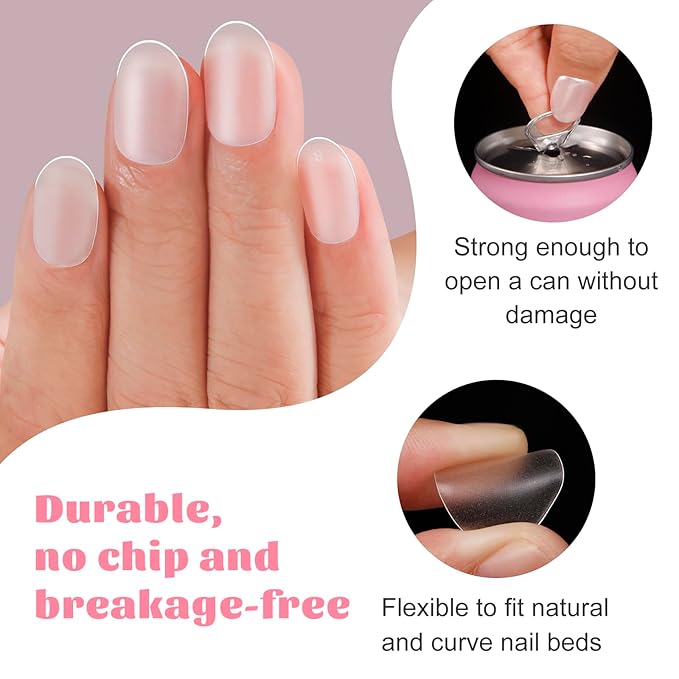 Extra Short Round Nail Tips,SINOKAME Gel Nail Tips with Tip Primer Cover,Clear Gel Press On Nails Full Matte Paintable,15 Sizes 600Pcs Short Fake Nails Glue on Nails for DIY Salon
