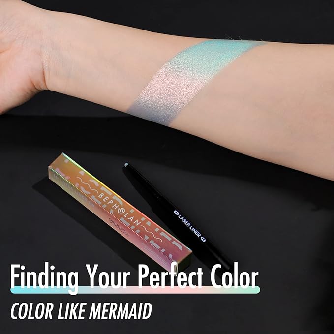 BEPHOLAN Pink Blue Eyeliner Pencil,2-in-1 Color Waterproof Glitter Gel Eye Liner Highligter,Mermaid Korean Makeup Waterline Eyeliner,Smudge Proof (FAIRY TALE)