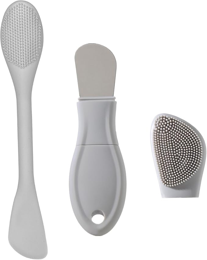 Blackhead Remover Tools, 2 in1 Face Scrubber Black Head Remover for Face Nose, Silicone Face Mask Applicator Pore Cleaner Spatula Brush for Daily Skin Care, Deep Clean Master for Women Men (Gray)